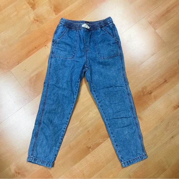 Gap Medium Wash Pull On Elastic Waist Denim Joggers Girls Size L 10 - Picture 2 of 8